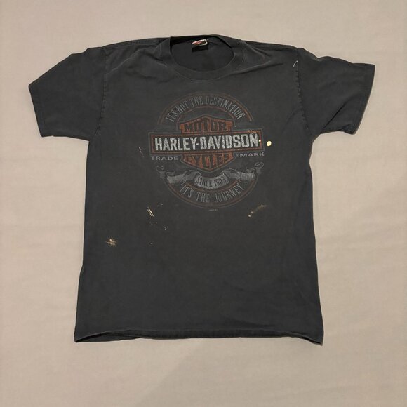 Harley Davidson T Shirt Medium Black Y2K Biker Grunge Wolf Bear Ontario - Picture 1 of 7